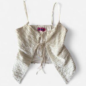 Edikted cream tie front tank top womens xs